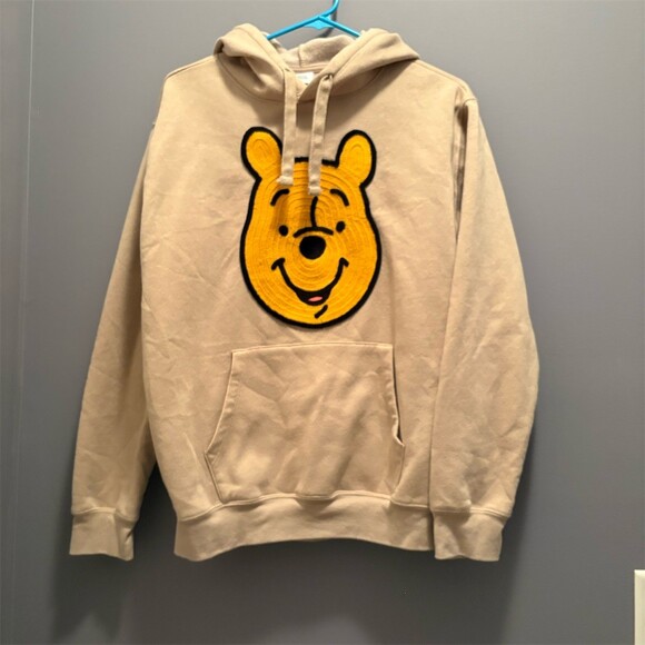 Disney Tops - Disney Winnie the Pooh Hoodie Unisex Size L Beige Pullover Embroidered